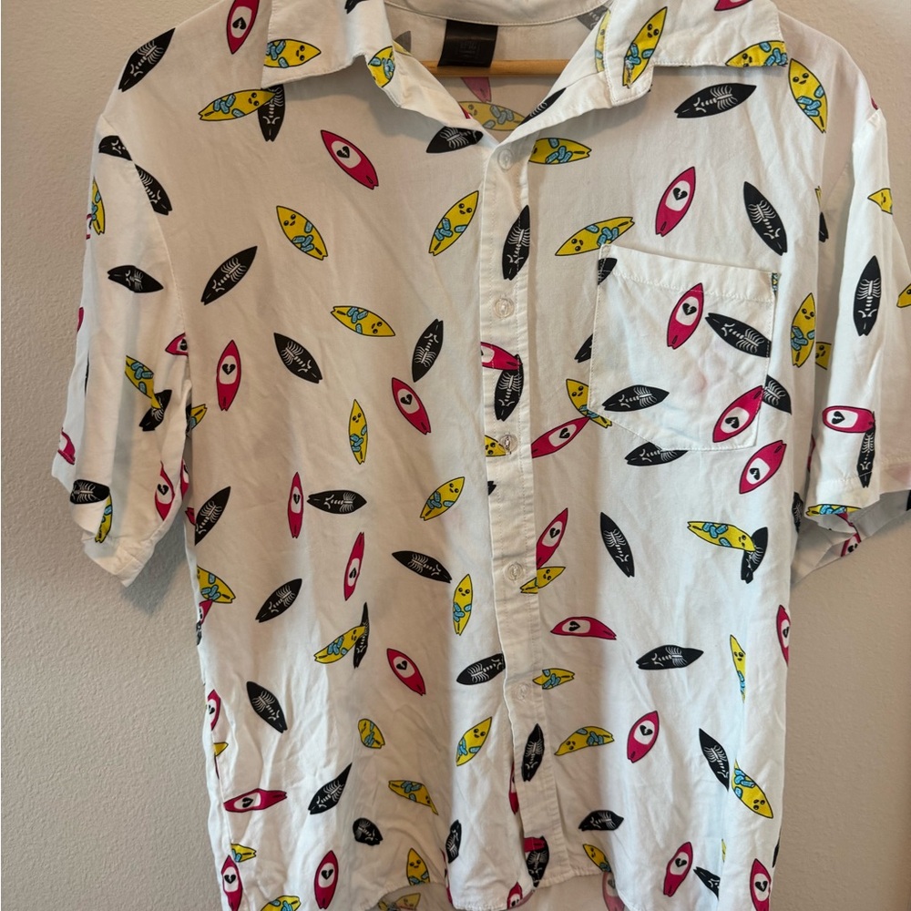 Men's Surfboard Print Shirt - Multicolor